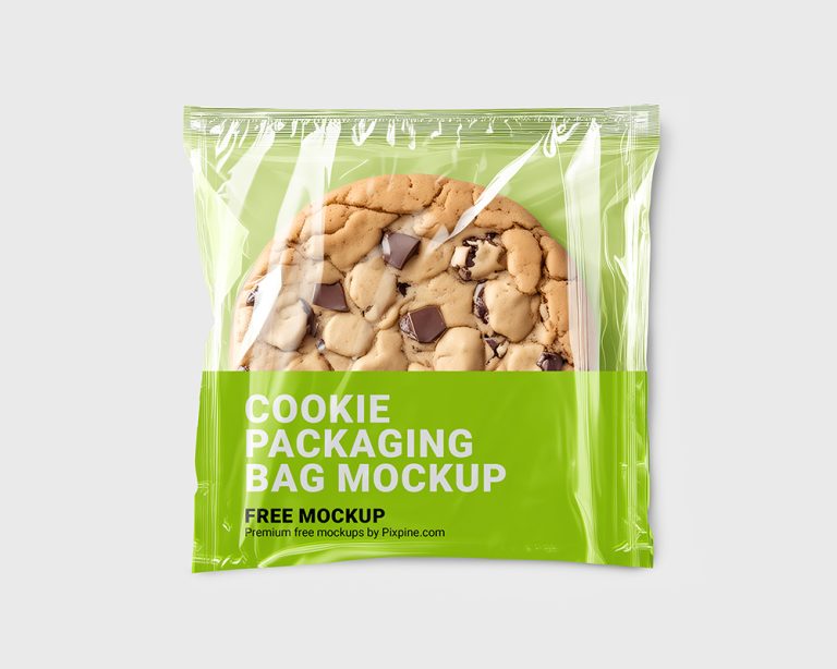 Free Clear Cellophane Cookie Packaging Bag Mockup 1