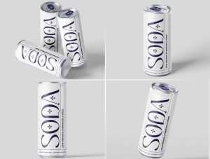 4 Free 250ml Soda Tin Beverage Can Mockup PSD Files