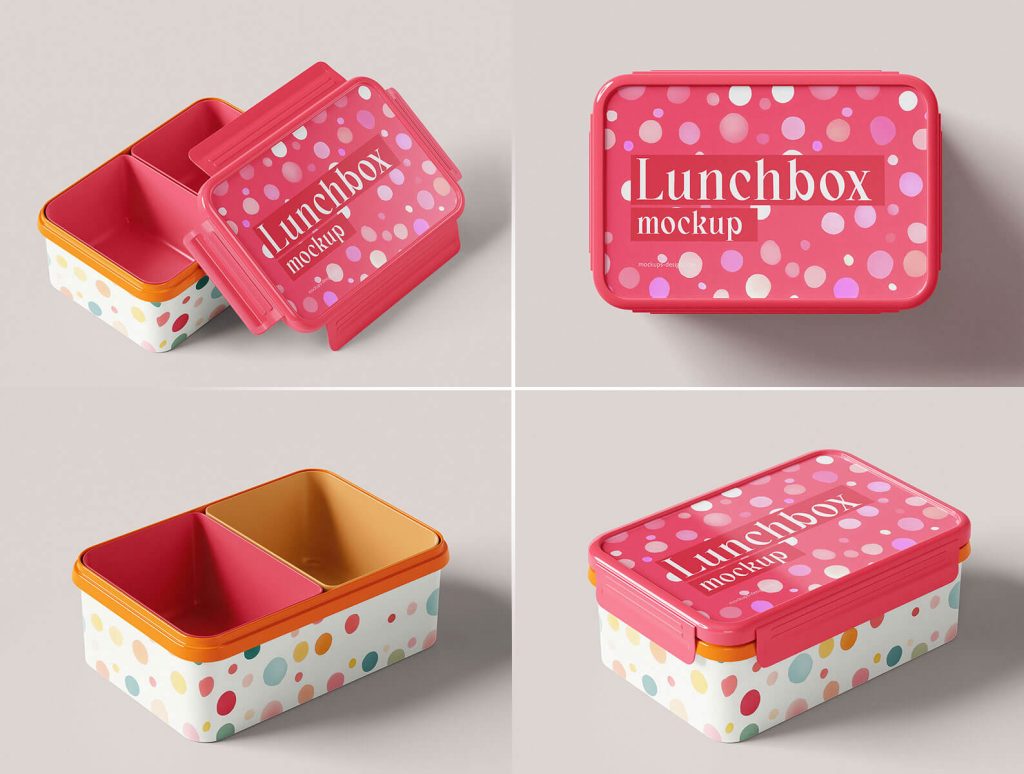 5 Free Plastic Lunch Box Mockup PSD Files