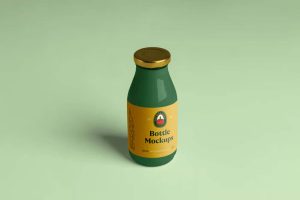 Free Glass Juice Milk Glass Bottle Mockup PSD