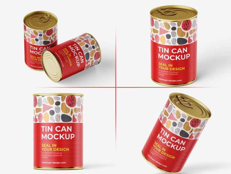 Free Food Tin Can Mockup PSD
