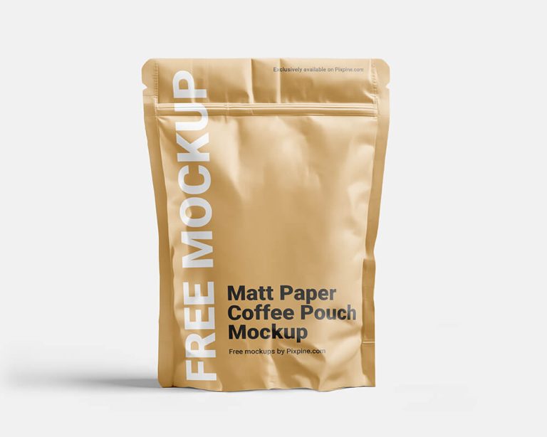 Free Matt Paper Coffee Pouch Mockup PSD