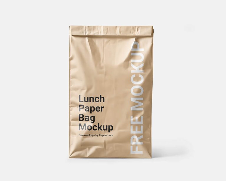 Free Lunch Paper Bag Mockup