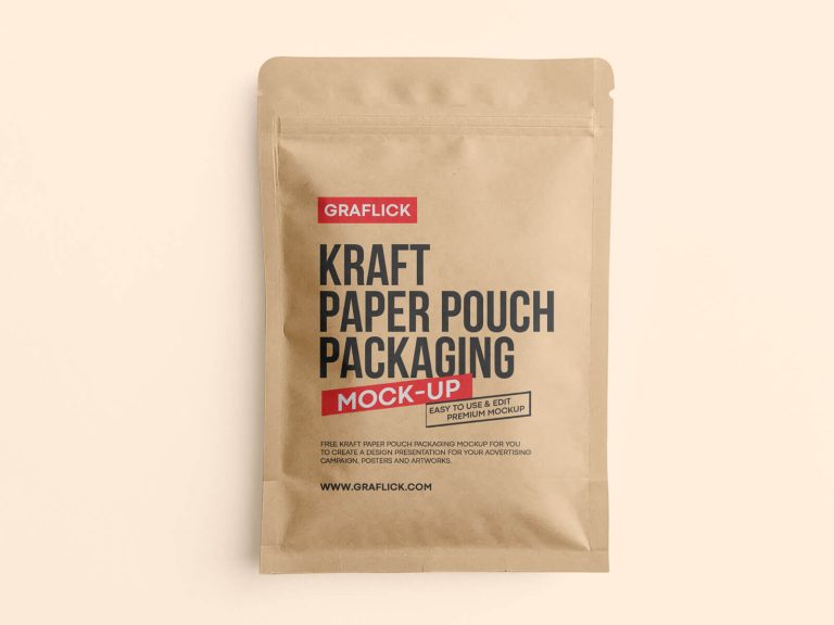 Free Kraft Paper Pouch Sachet Mockup PSD