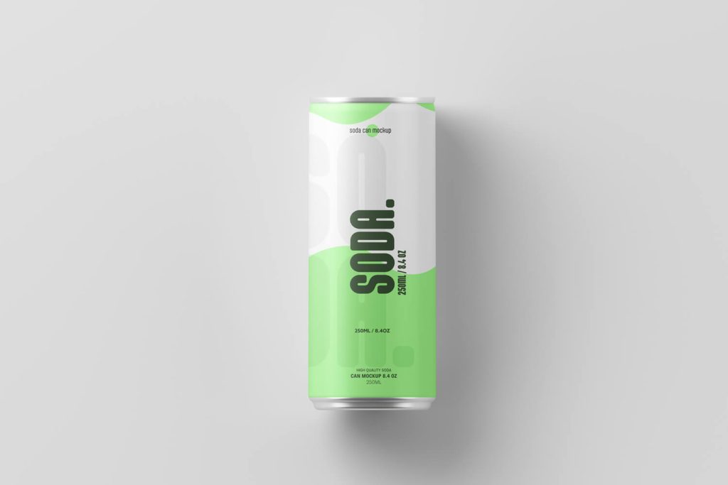 Free Top View 250ml Soda Can Mockup PSD