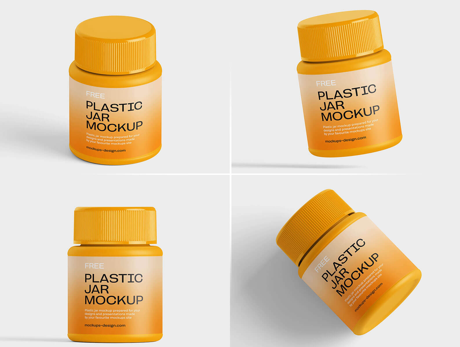 Free Plastic Pharmaceutical Medicine / Pill Jar Mockup PSD Set