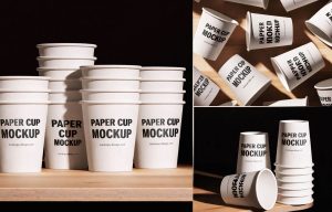 3 Free Disposable Paper Cup Mockup PSD Set