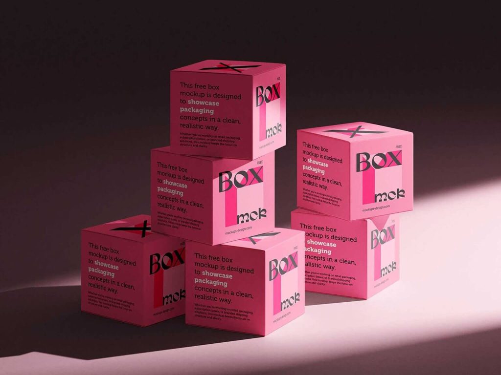 Free Stacked Boxes Mockup3