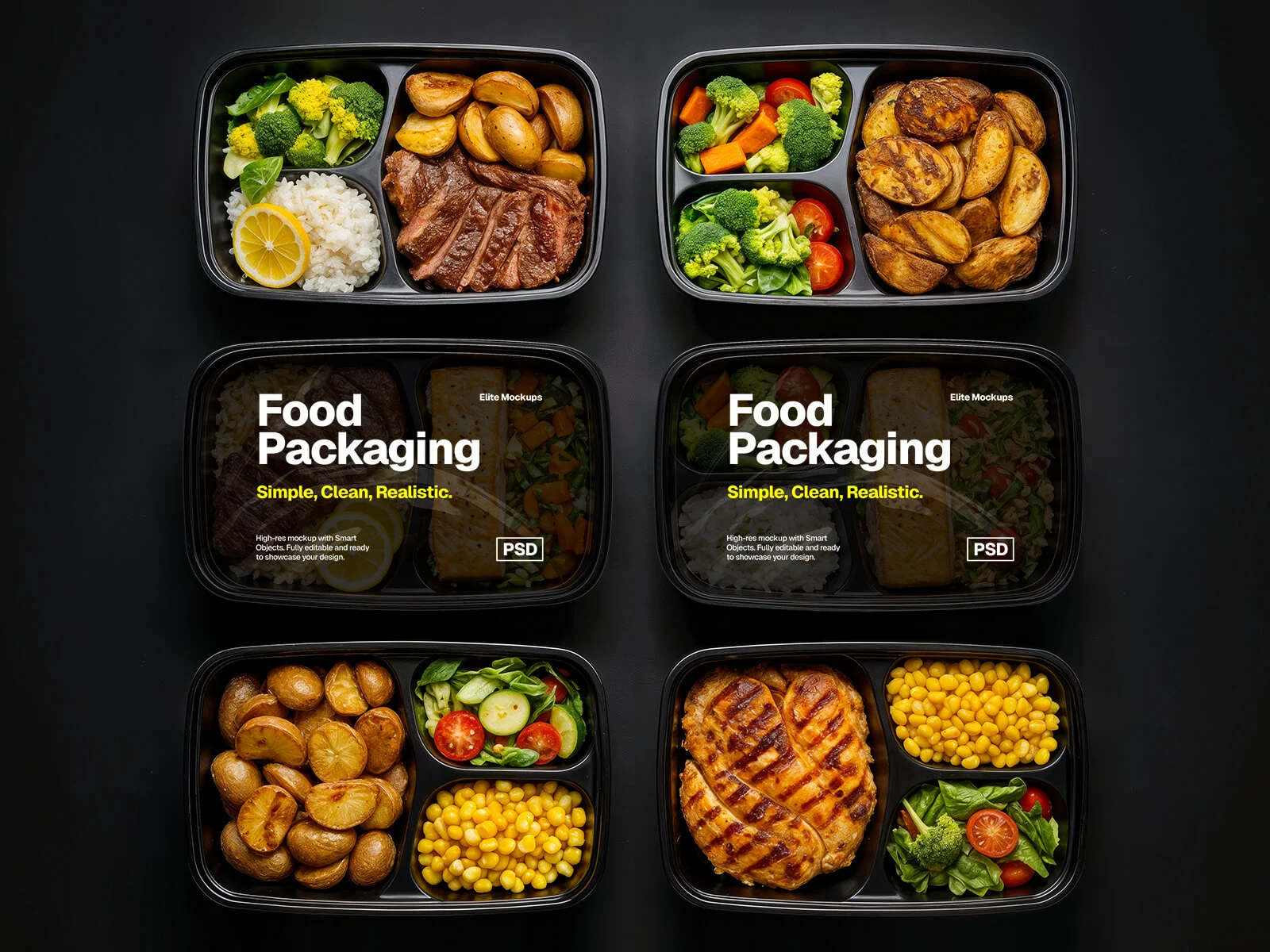 Free Top View Plastic Food Containers Mockup PSD