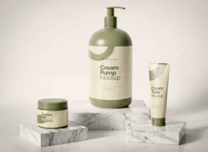 Free Cosmetic Branding Mockups - Bottle, Jar, Tube Mockup PSD