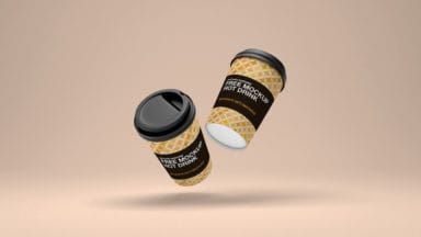 Floating Paper Cup with Lid Packaging Mockup - Free Package Mockup