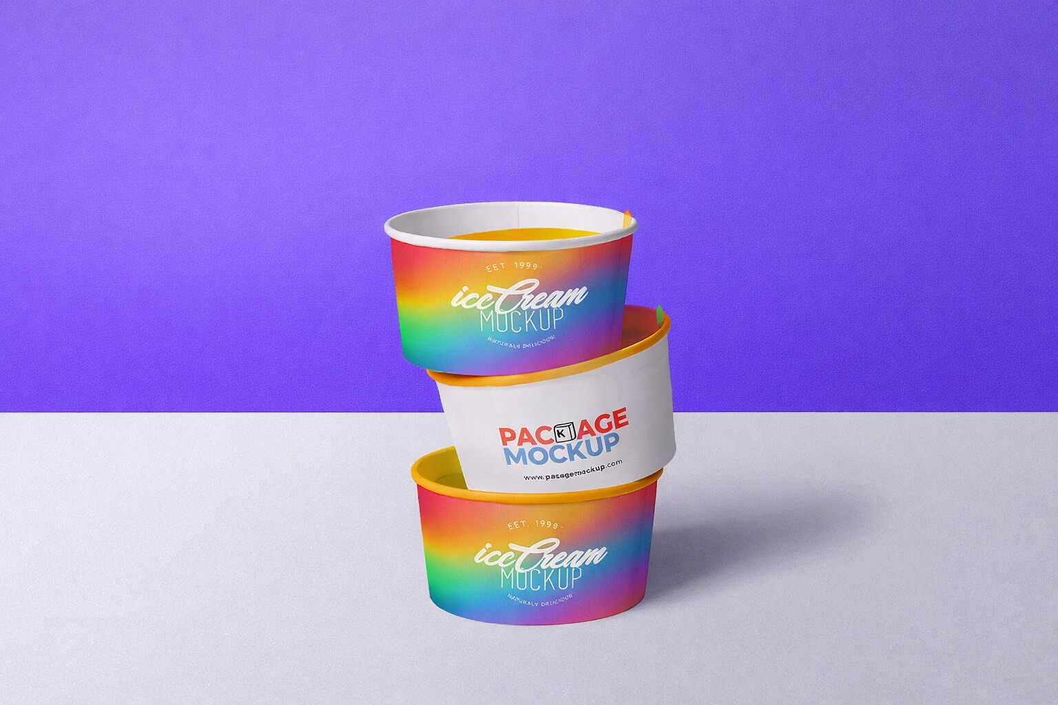 Ice Cream Paper Cups Packaging Mockup