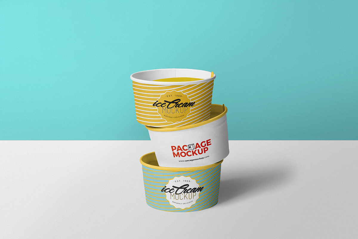 Glossy Ice Cream Cup Mockup In Cup Bowl Mockups On Yellow Images Object Mockups