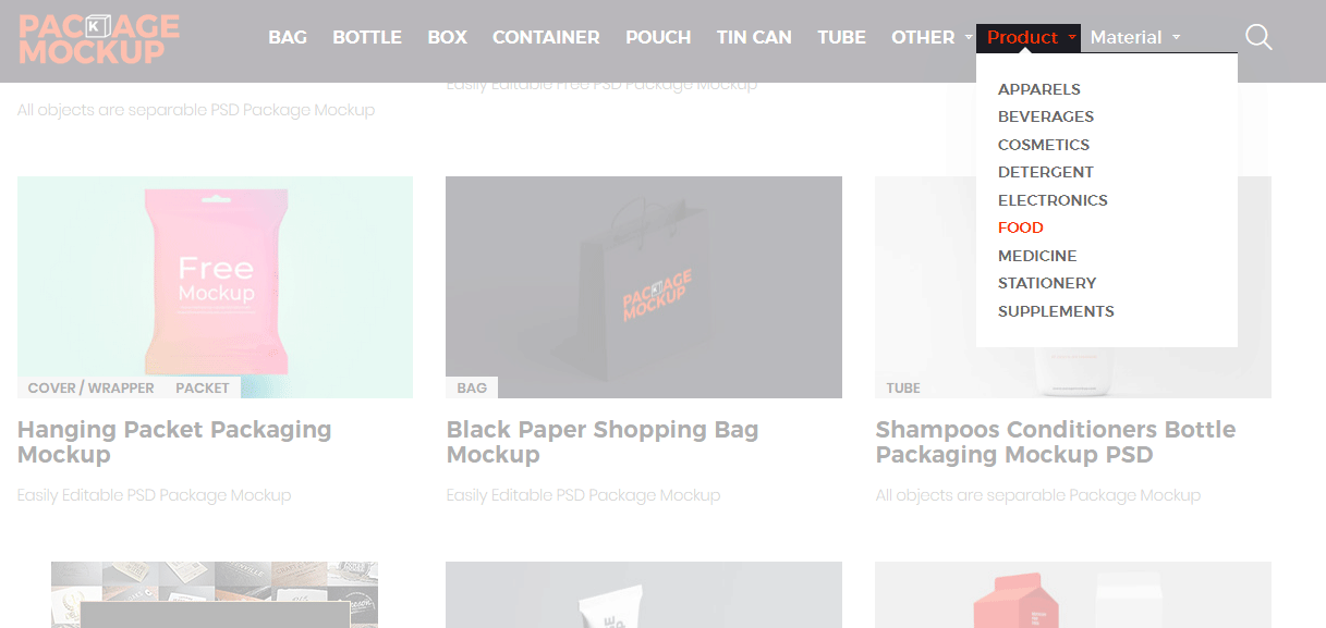 Packaging Mockups Product Based Category in PacageMockup
