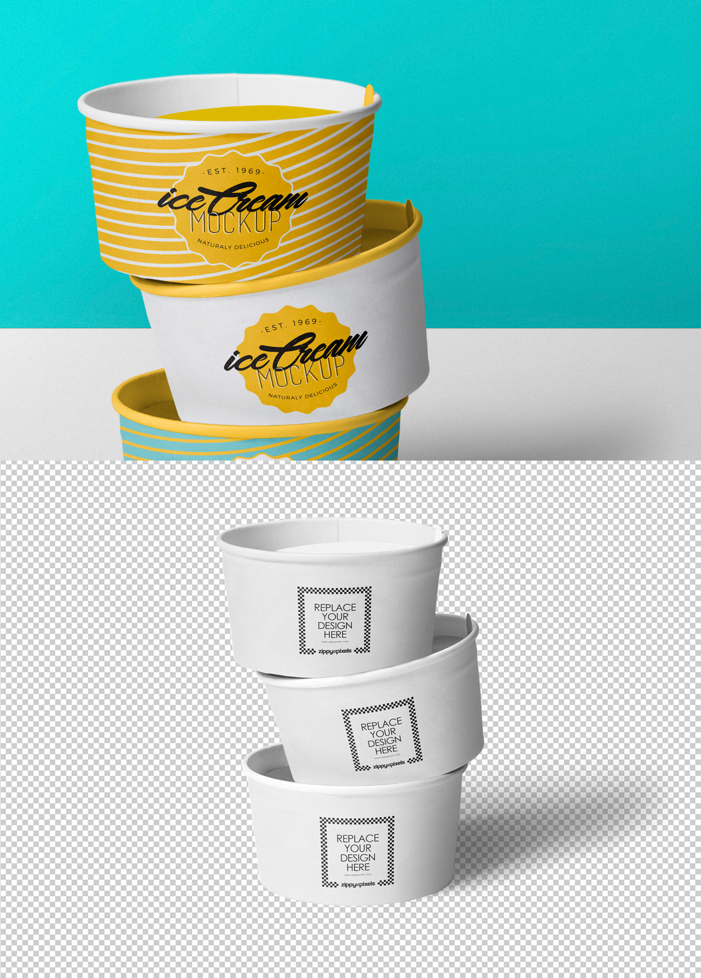 Download Ice Cream Paper Cups Packaging Mockup Free Package Mockups