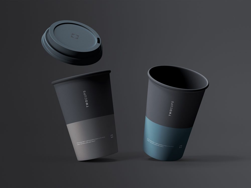 Download Two Disposable Coffee Cups Mockup Free Package Mockups