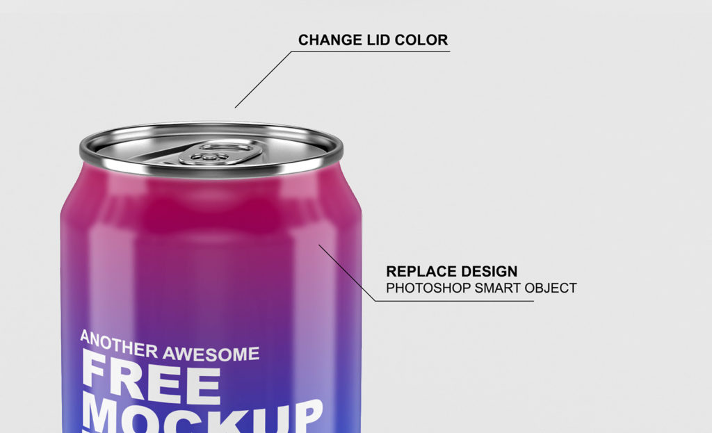 Fully Editable Beer tin Can Free Mockup PSD
