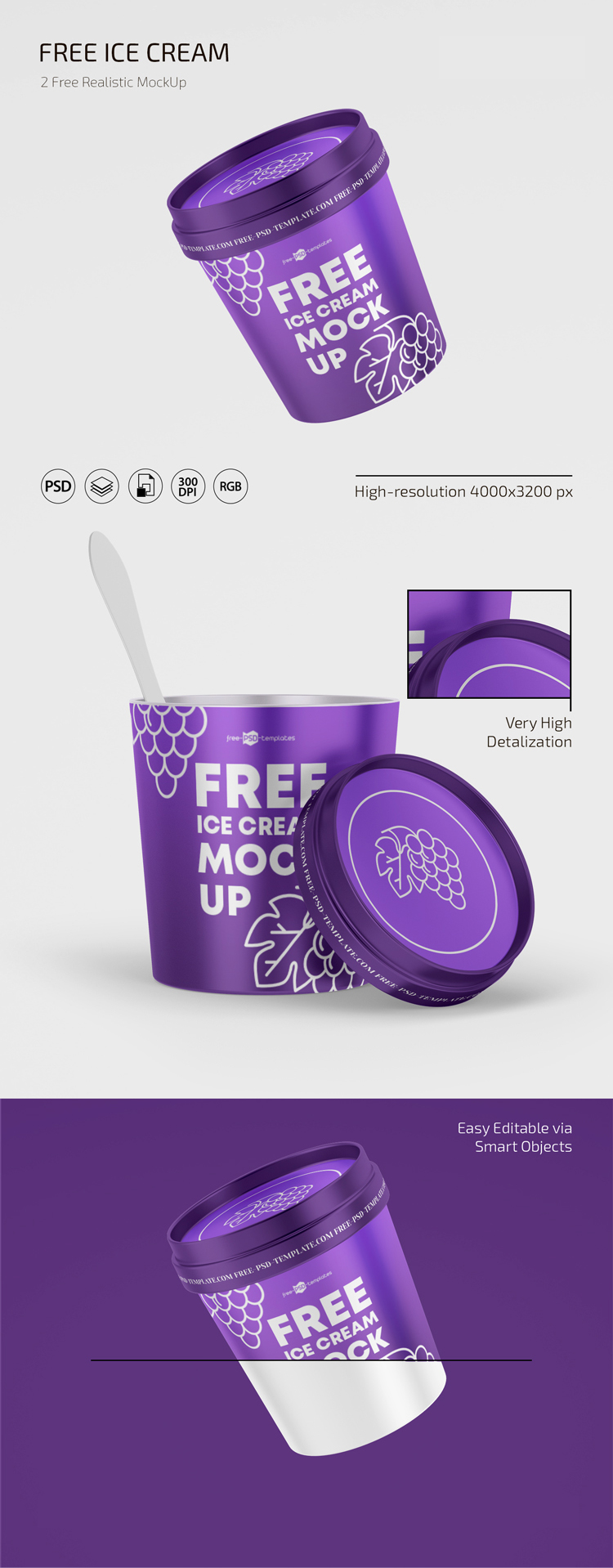 Ice Cream Tick Plastic Container Free Mockup PSD