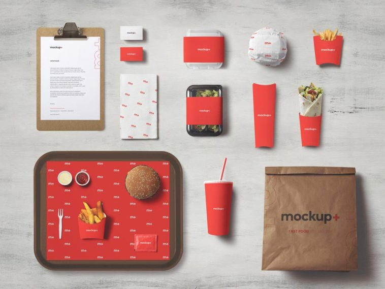 Download Free Fast Food Brand Identity Mockup Free Package Mockups