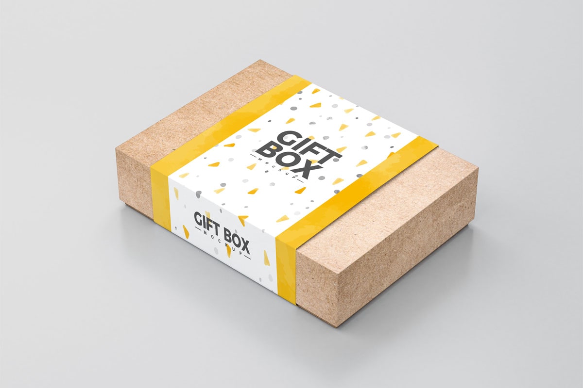 Download Free Free Craft Paper Gift Box Mockup Free Package Mockups PSD Mockup Template