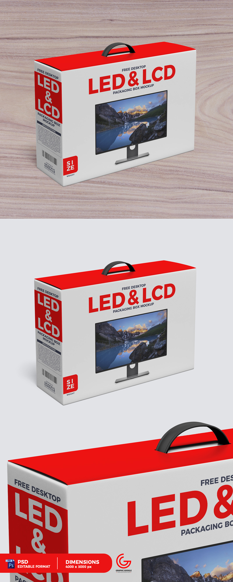 Desktop LCD & LED Monitor Package Box Mockup