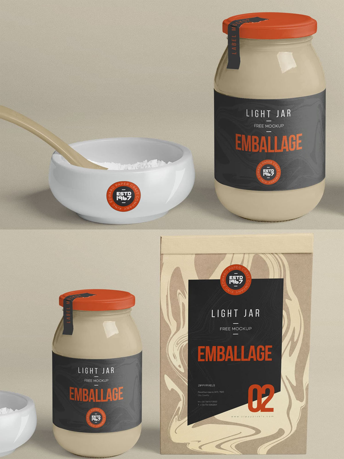free jar mockup is ideal for displaying a corporate brand or logo on the label.