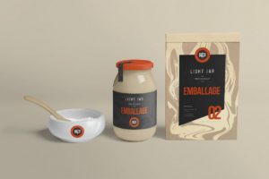 Glass Jar + Paper Bag Brand PacageMockup