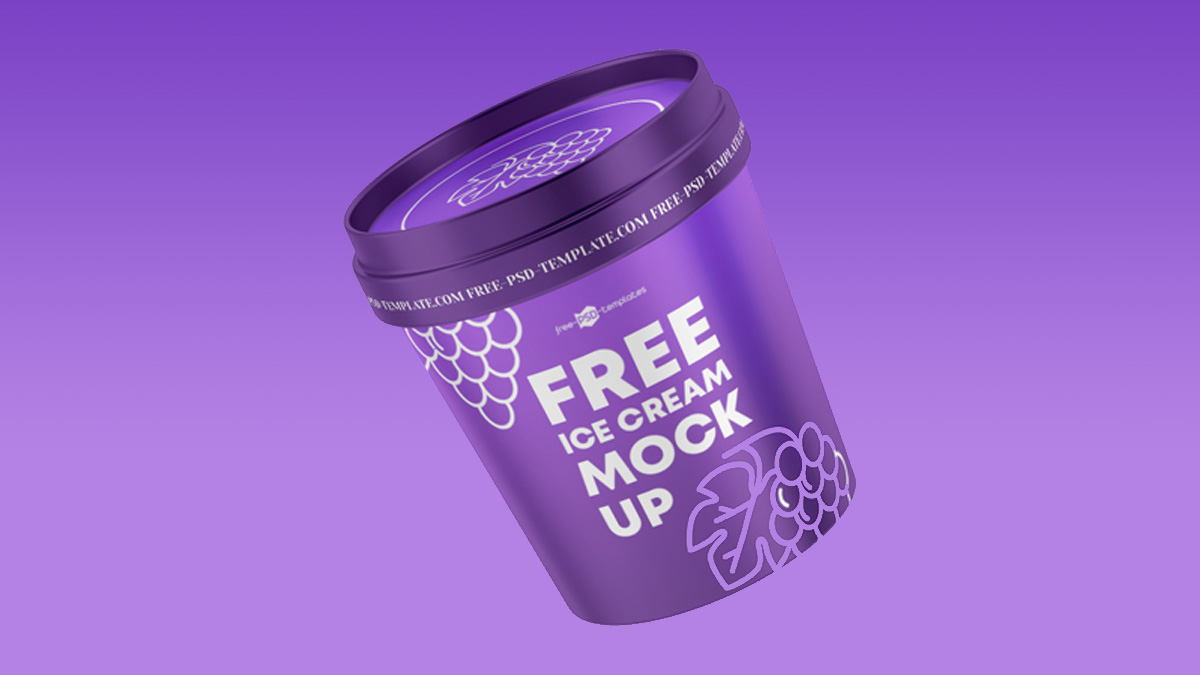 Free Ice Cream Tub Mockup (PSD)