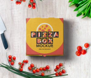 Top View Pizza Packaging Box Mockup