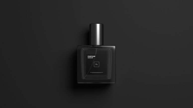 dark perfume bottle premium mockup