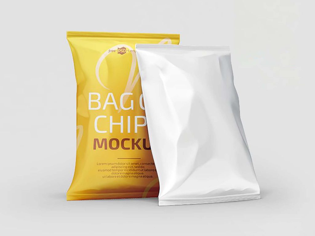Free Chips Packet Packaging Mockup Set