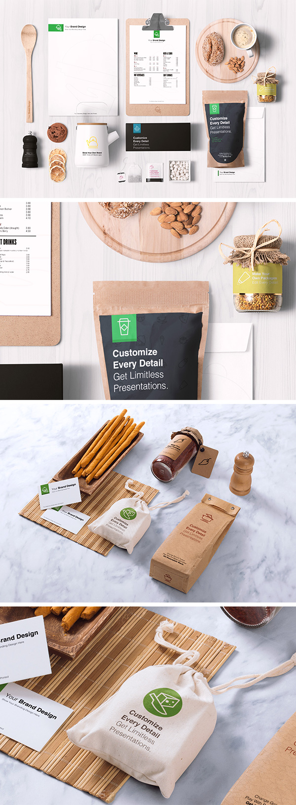 2 Food Branding, Eco Packaging MockUps