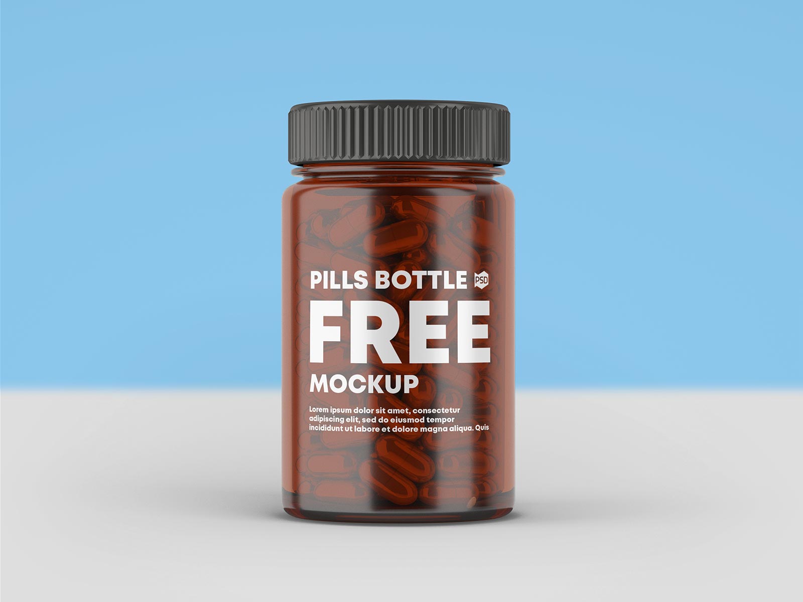 Download Free Amber Glass Capsule Pill Bottle Mockup Set Free Package Mockups