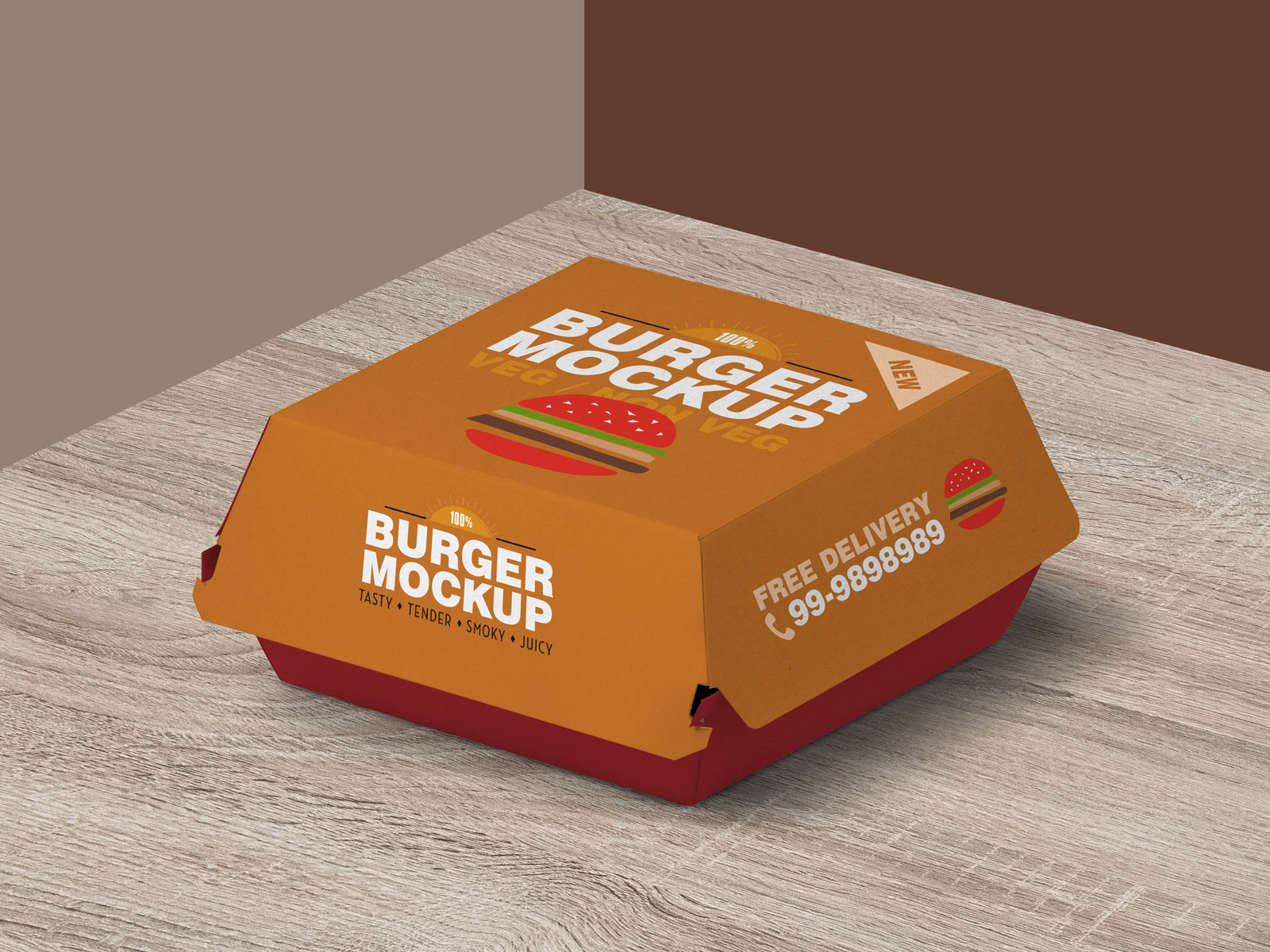 Free Burger Packaging Box Mockup