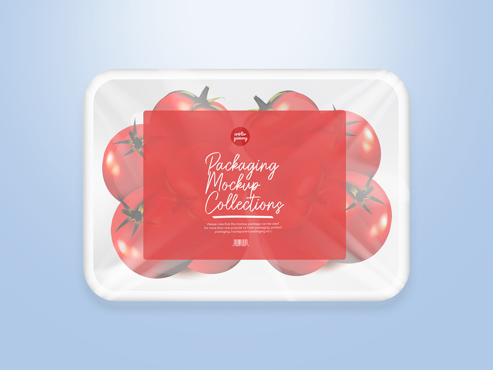 Free Disposable Plastic Fruit Tray Label Mockup