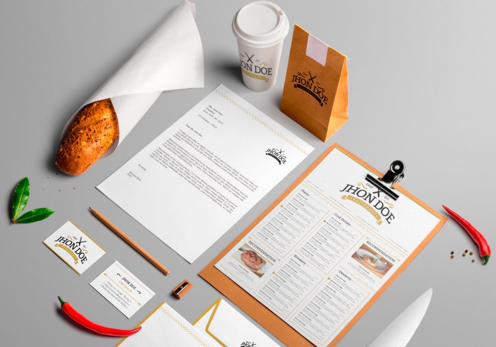 Download Free Elegant Restaurant Brand Identity Pack Mockup Package Mockups