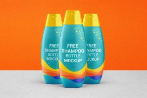 Trendy Free Shampoo Bottle Mockup PSD Set 2 Angle