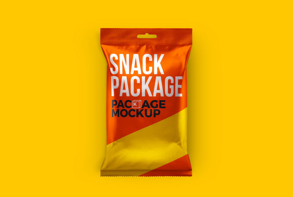 Free Aluminum Foil Hanging Snack Packet Mockup
