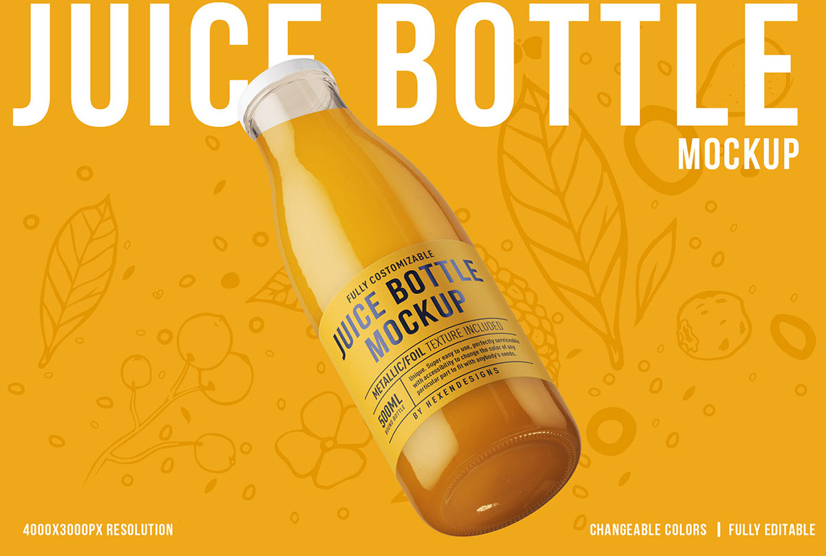 Glass Juice Bottle Mockup (FREE) - Resource Boy