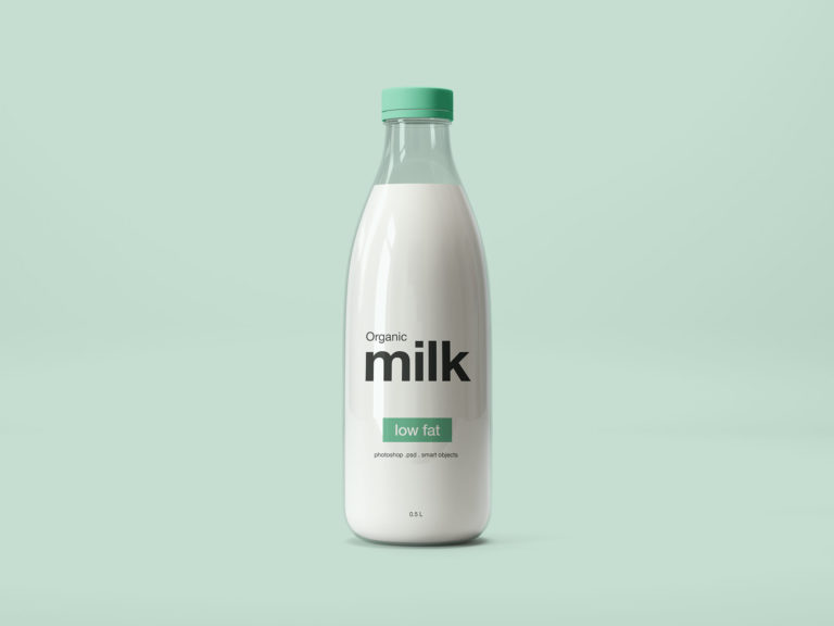 Milk Glass Bottle Mockup