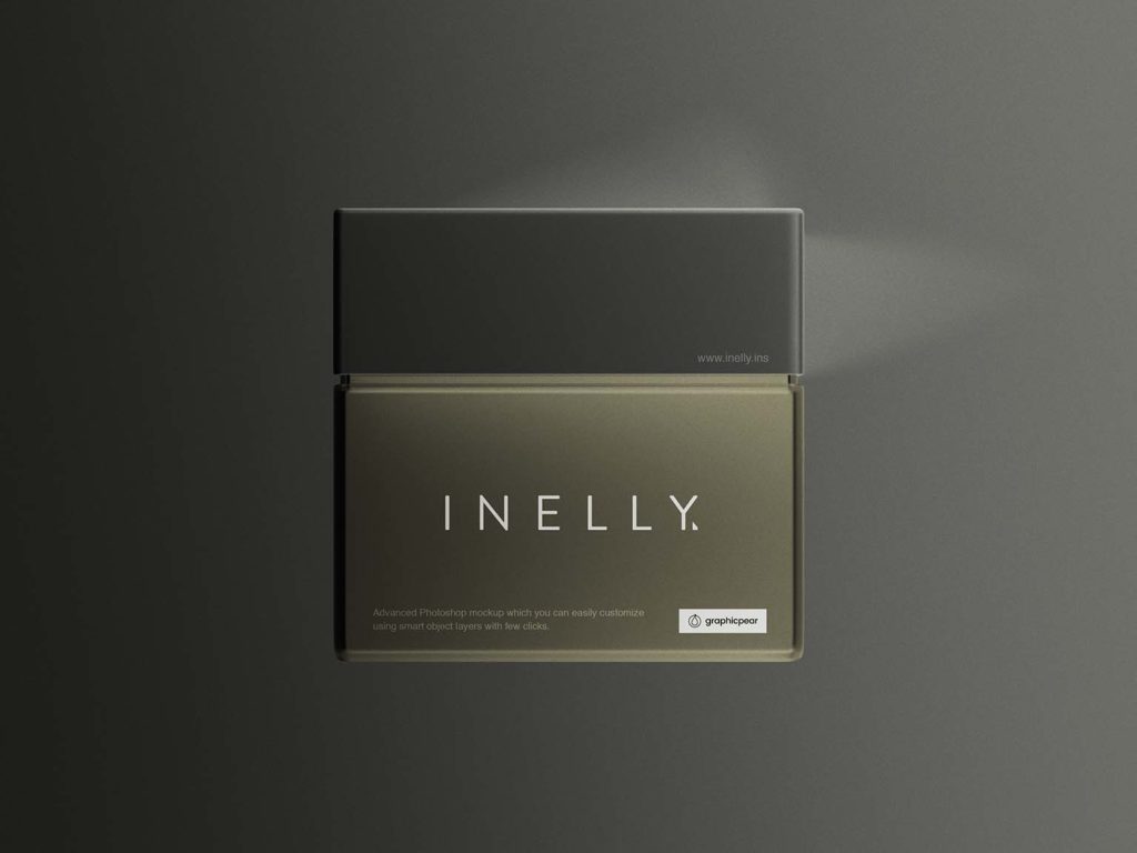 Glass Square Cosmetic Jar Mockup