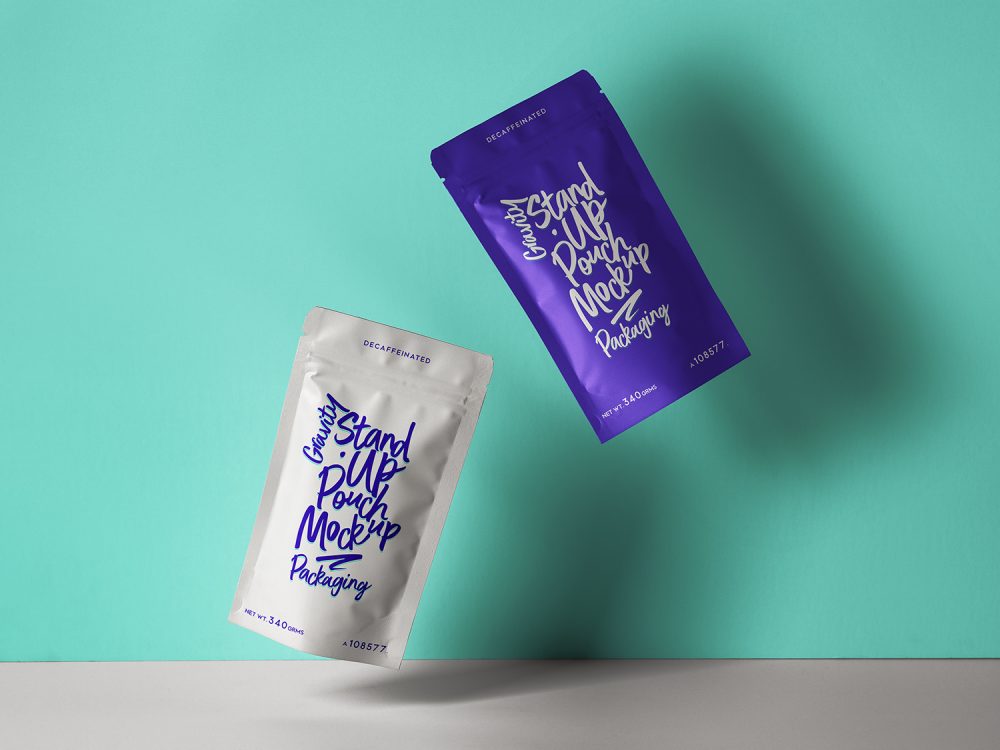 Floating Standup Pouch Packaging Mockup