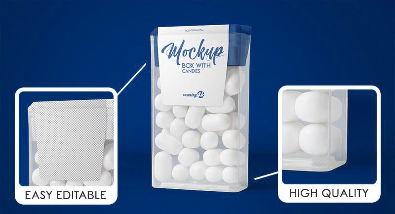 Free Clear Plastic Candy Box Mockup PSD