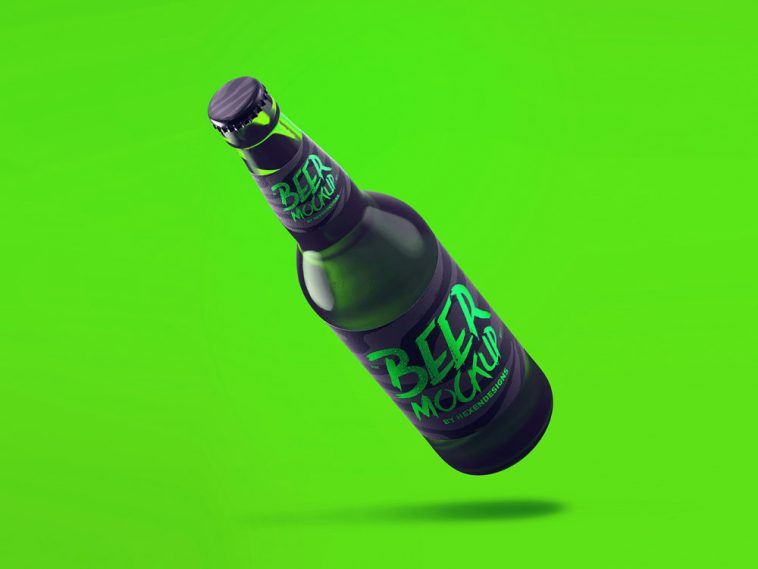 Download Free Floating Beer Bottle Mockup Free Package Mockups