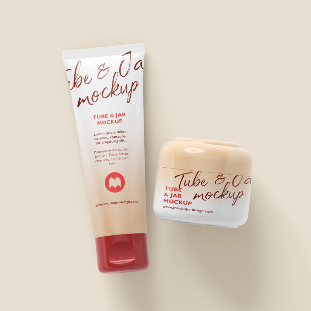cosmetic tube and jar mockup