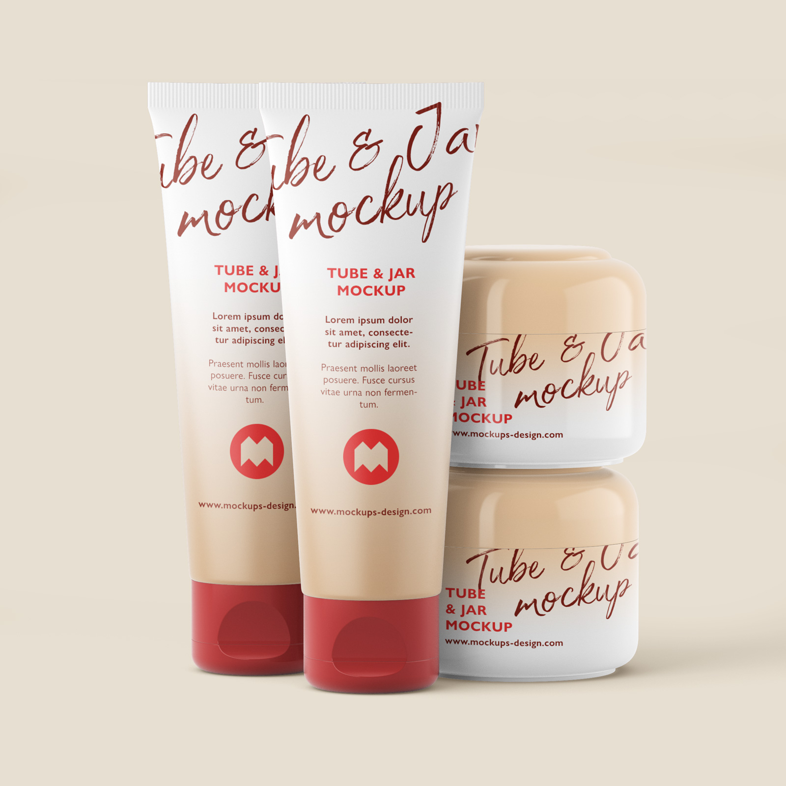cosmetic tube and jar mockup
