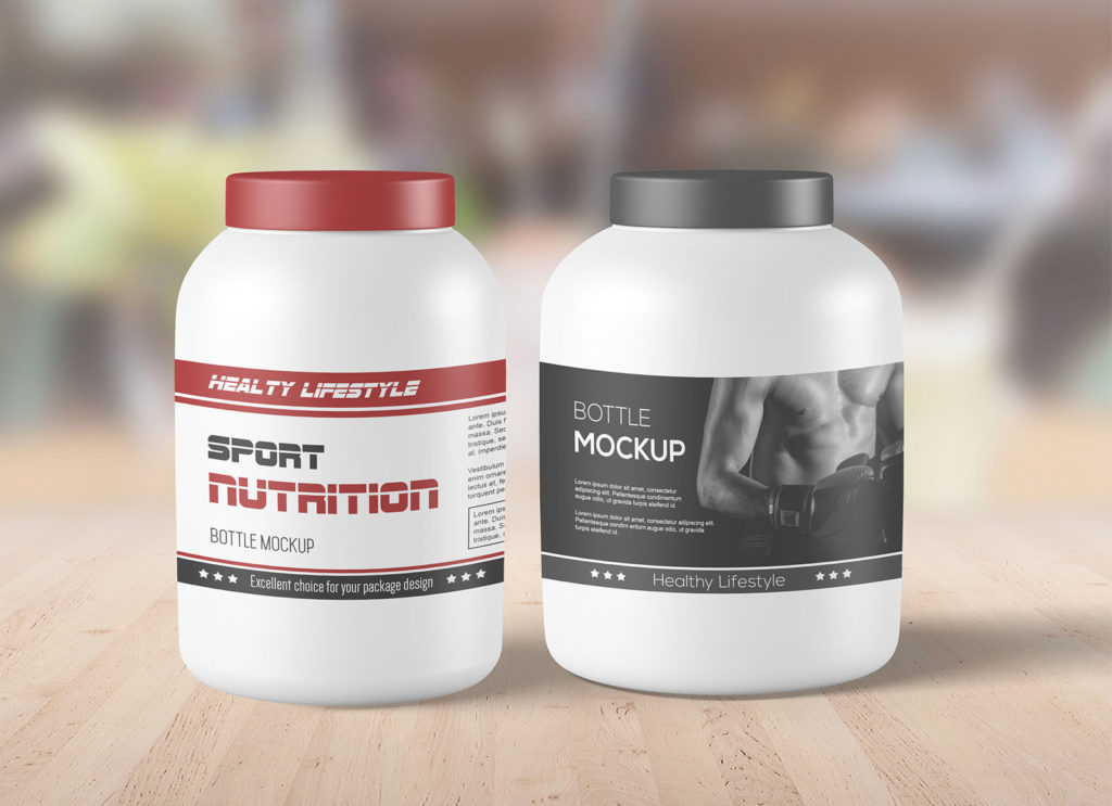 Protein Supplement Powder Bottle Mockup