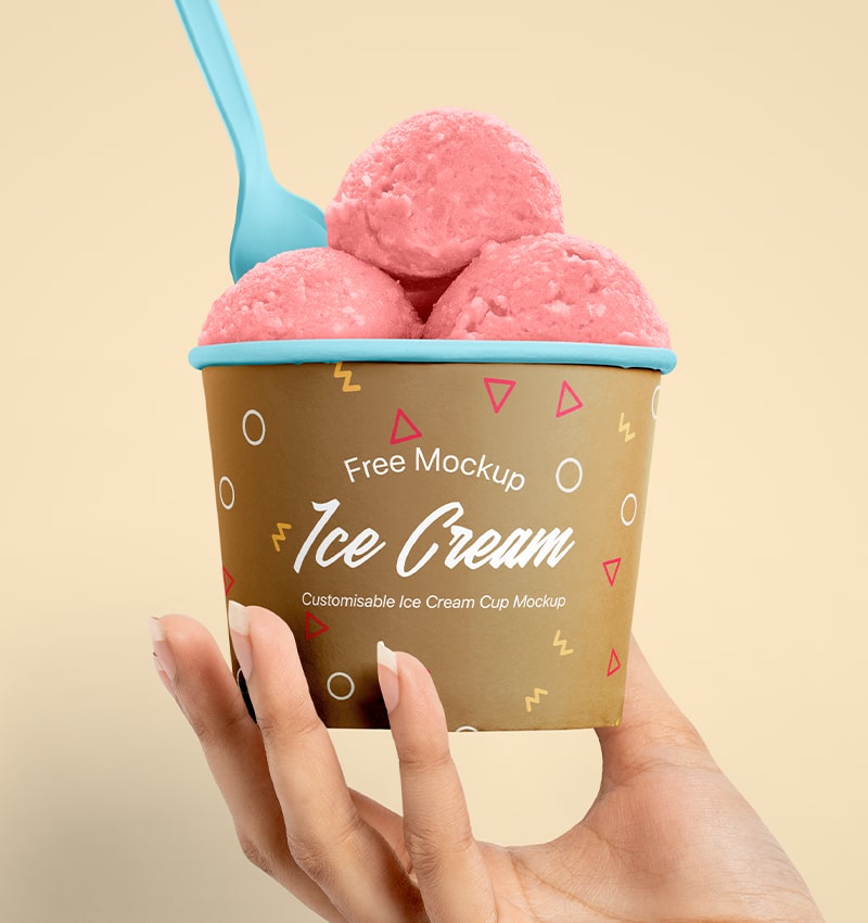 Download Mockup Ice Cream Scoop Cup In Hand Free Package Mockups