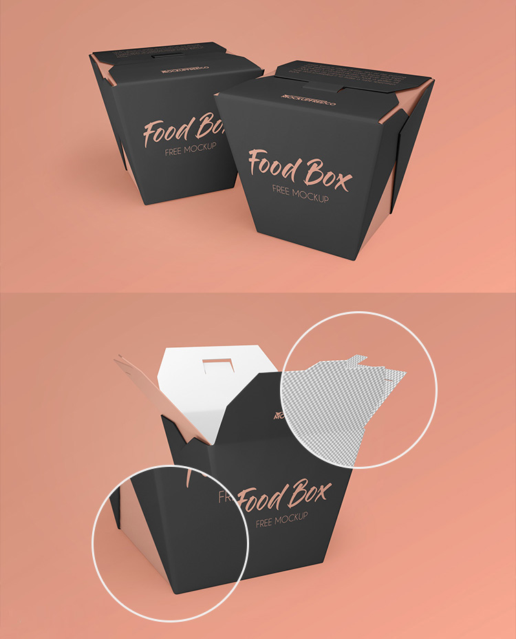 Free Noodle Food Box Packaging Mockup Set