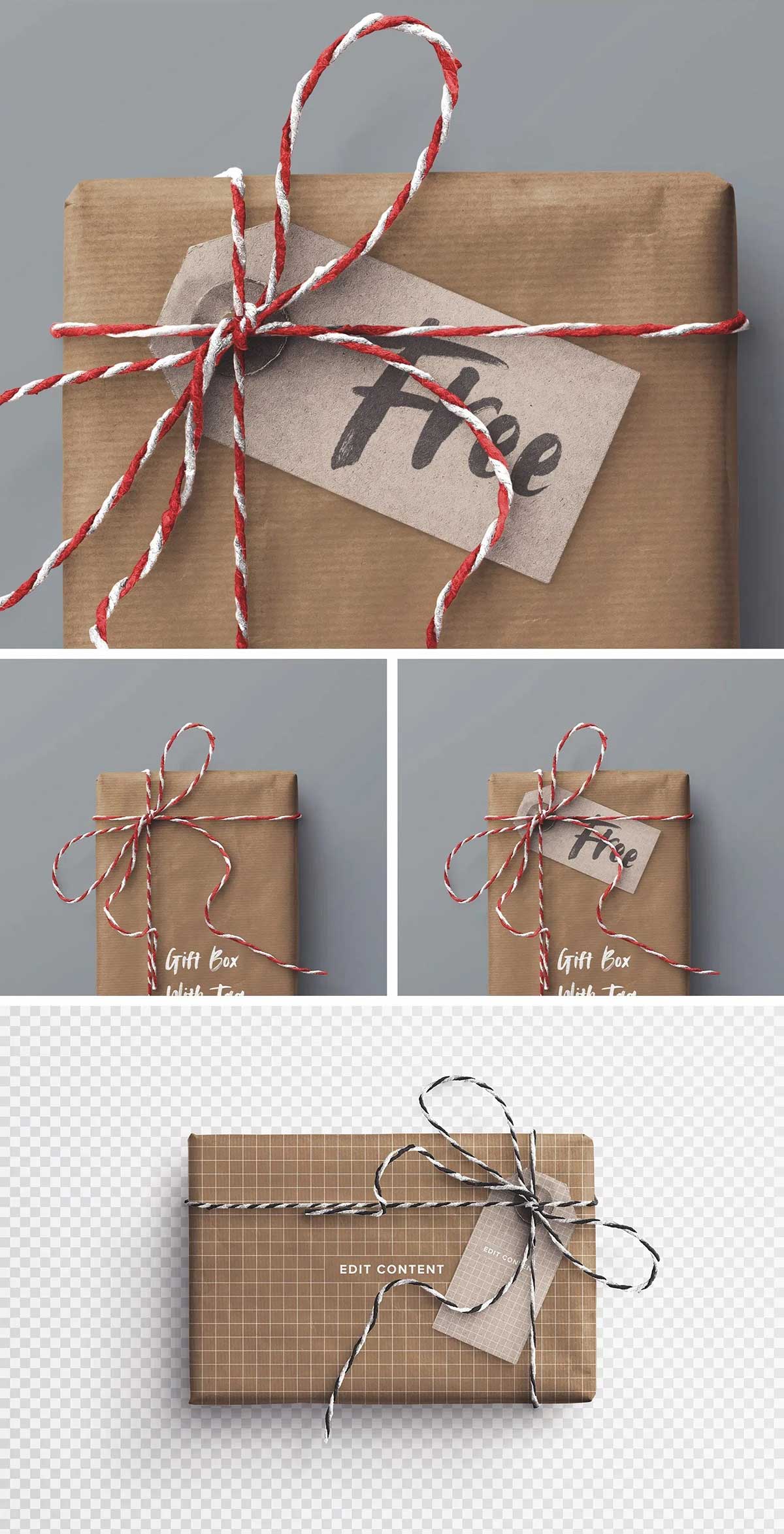 Gift Box with Tag Mockup